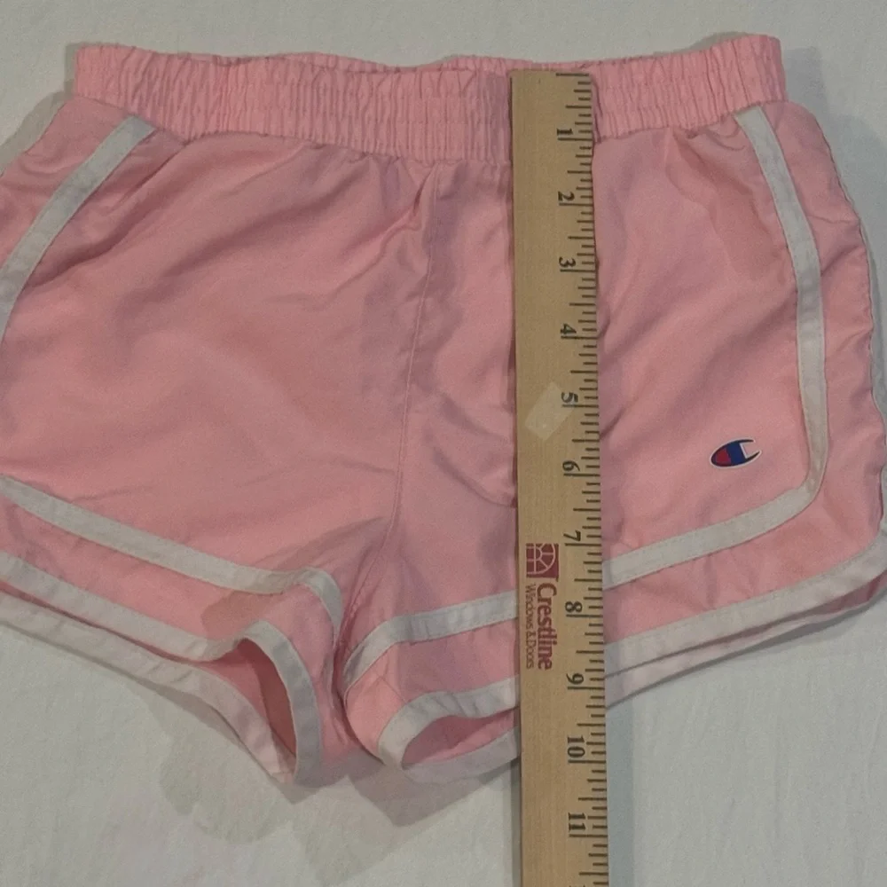 Champion Girls 2 Piece Outfit Pink Shorts & Gray‎ Logo Tee Size S Athletic Set